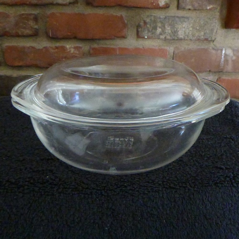 Pyrex Vintage 1.5 QT #023 Clear Glass Casserole Bowl Dish with Glass Lid